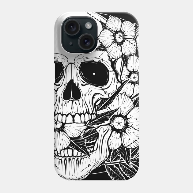 Floral skull Phone Case by Von Kowen