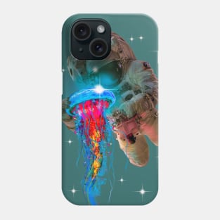 Space Jellyfish and the astronaut -Clear Background- Phone Case