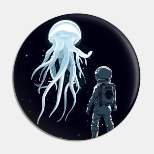 Astronaut and Jellyfish Pin