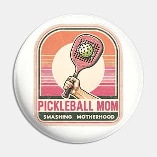 Pickleball Mom smashing Motherhood, vintage retro pickleball Pin