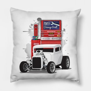 White 1932 Chevy 5 Window Coupe Hot Rod Garage Built Print Pillow