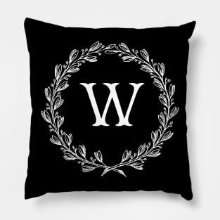 Beautiful Letter W Alphabet Initial Monogram Wreath Pillow