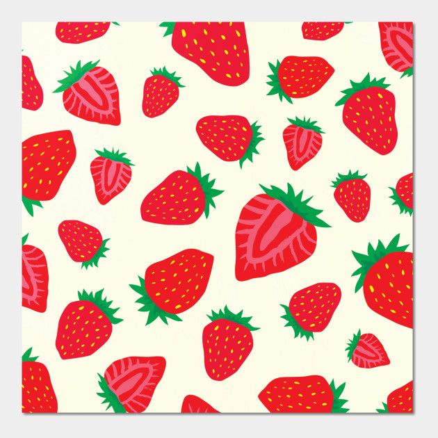 DMP Strawberries Square - Strawberries - Posters and Art Prints