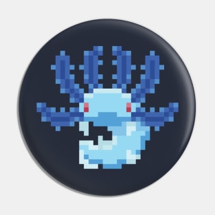 Blue Pixel Axolotl - Cute Retro Animal Design Pin