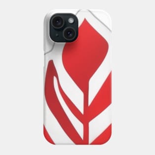 Abstract Red and White Leaf Symbol on Black Background No. 884 Phone Case