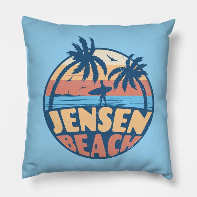 Vintage Surfing Jensen Beach, Florida // Retro Summer Vibes // Grunge Surfer Sunset Pillow by Now Boarding