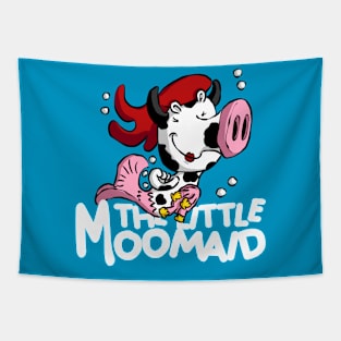 The Little Moomaid Cartoon Cow Mermaid Tapestry