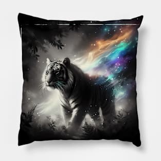 Abstract Monochromatic Tiger Within Rainbow Colors Pillow