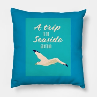 A Trip to the Seaside by train Pillow