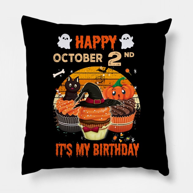 Happy October 2nd It's My Birthday Shirt, Born On Halloween Birthday Cake Scary Ghosts Costume Witch Gift Women Men Pillow by Everything for your LOVE-Birthday