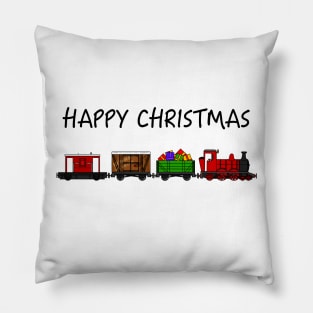 Christmas 2020 Steam Train Locomotive and Festive Wagons Pillow