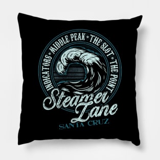 Steamer Lane Retro Wave Circle - Beach Gift Pillow