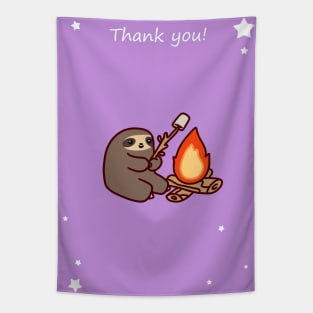 "Thank You" Campfire Sloth Tapestry