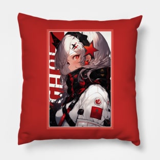 Aesthetic Anime Girl Red White Rosa Black | Quality Aesthetic Anime Design | Chibi Manga Anime Art Pillow