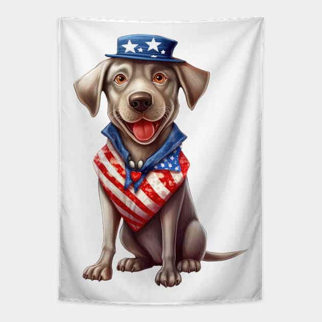 4th of July Labrador Retriever Tapestry by Chromatic Fusion Studio