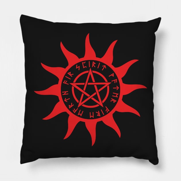 Red Sun Pentacle Pillow by Kulturmagazine