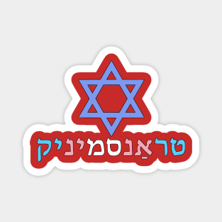 Transgender (Yiddish w/ Mogen Dovid and Trans Pride Colors) Magnet