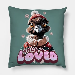 Christmas Emus Wearing Xmas Sweater a Snug Loved Funny Emus Pillow