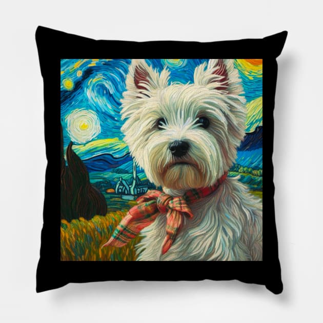 Fashionable Westie - Square - West Highland Terrier Pillow by Star Fragment Designs