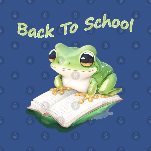Back to school, Frog Reading books, Book Sticker, bookworm gift for reader,student gift, lover books by Collagedream