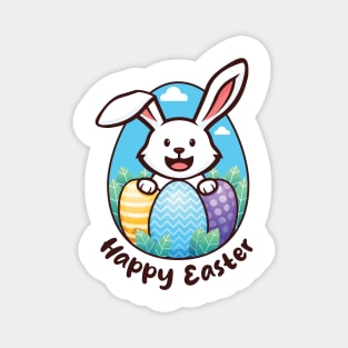 Happy Easter - Easter Bunny (on light colors) Magnet