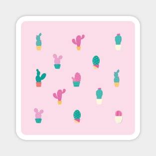 Pink Cactus Pattern Magnet