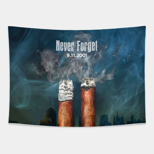 Cigar Twin Towers: September 11, 2001, Never Forget Tapestry by Puff Sumo