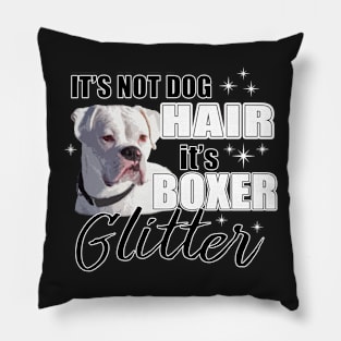 White Boxer Dog Glitter Pillow