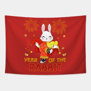 2023 Dabbing Rabbit Chinese New Year Fireworks New Year Eve Tapestry