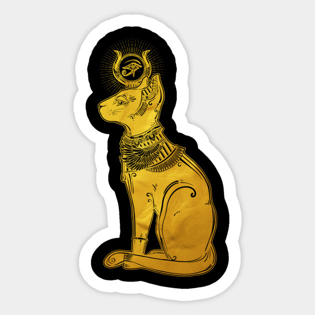 Bastet Golden The Cat Goddess Ancient Egypt Sticker Teepublic