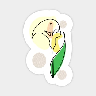 One line art yellow peace lily Magnet