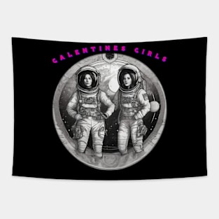 Galentine girls in black and white Tapestry