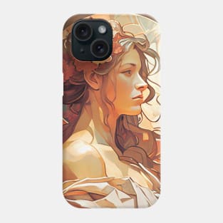 Alphonse Mucha Style Portrait of a Beautiful Woman Phone Case