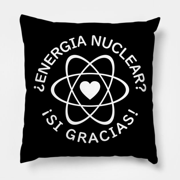 NUCLEAR POWER? YES, PLEASE! in Spanish, Energy Climate Pillow by Decamega