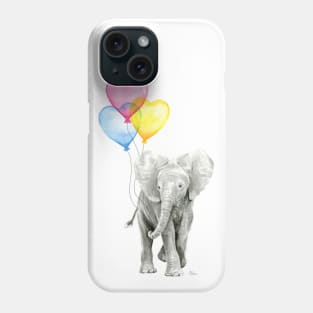 Elephant Watercolor Heart Shaped Balloons Phone Case