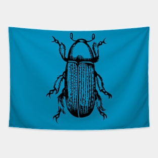 Creepy Hairy Beetle Bug Logo Design Black and White Tapestry