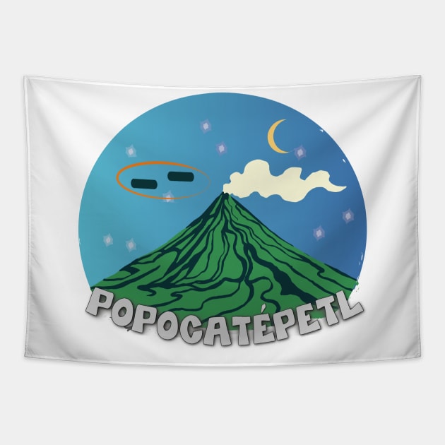 UFO sighting UAP Popocatepetl volcano Tapestry by Ideas Design