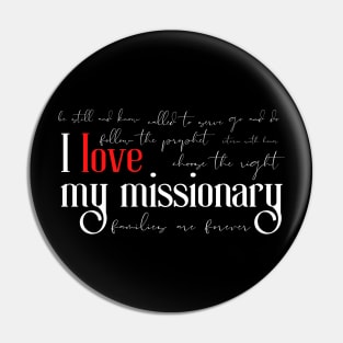 LDS Missionary I Love My Missionary Word Cloud Pin