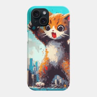 Kaiju Catzilla in New York painting Phone Case