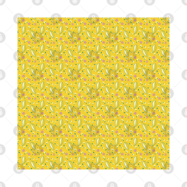 Spring Longing Collection - Yellow Explosion of flowers Doodles Pattern by Missing.In.Art