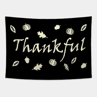 Thankful Happy Thanksgiving Day Inspirational Motivational Typography Quote Retro White Tapestry