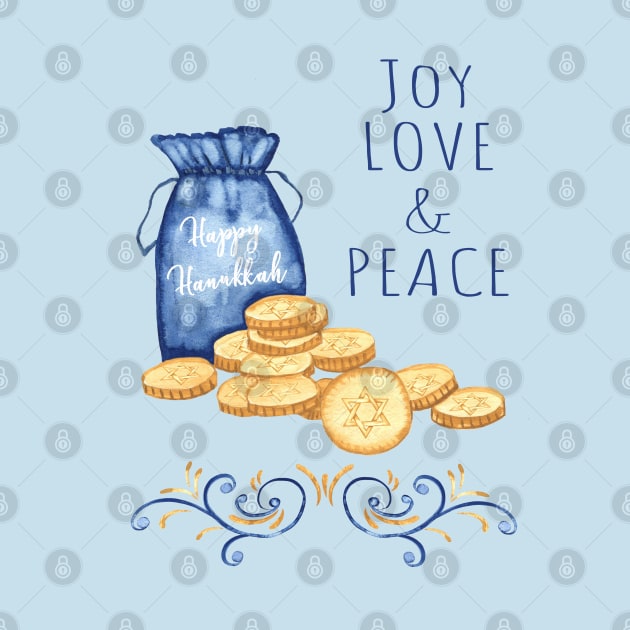 Hanukkah Watercolor C by Jean Plout Designs