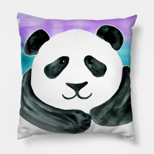 Lazy Panda on Mint & Violet Pillow