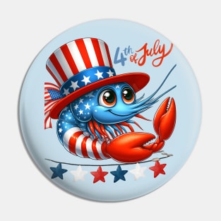 Shrimp celebrate 4th of July independence Pin