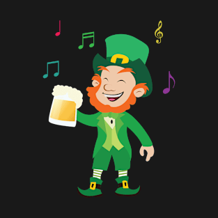 Funny Music Lover Irish Leprechaun Drink Shamrock Beer Gift T-Shirt