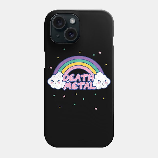 Death Metal Rainbow and Cute Kawaii Clouds Phone Case by PerttyShirty