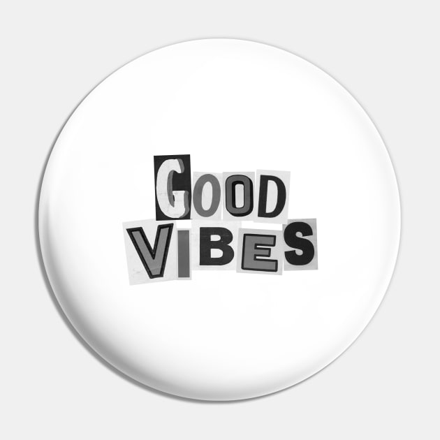 Good Vibes Newspaper Quote Pin by sophiesconcepts