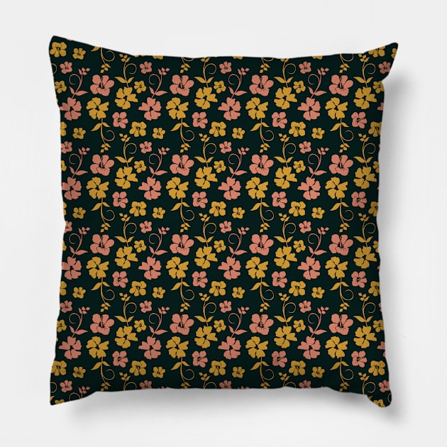 Botanic Floral Pattern Pink Yellow Pastel Pillow by jodotodesign