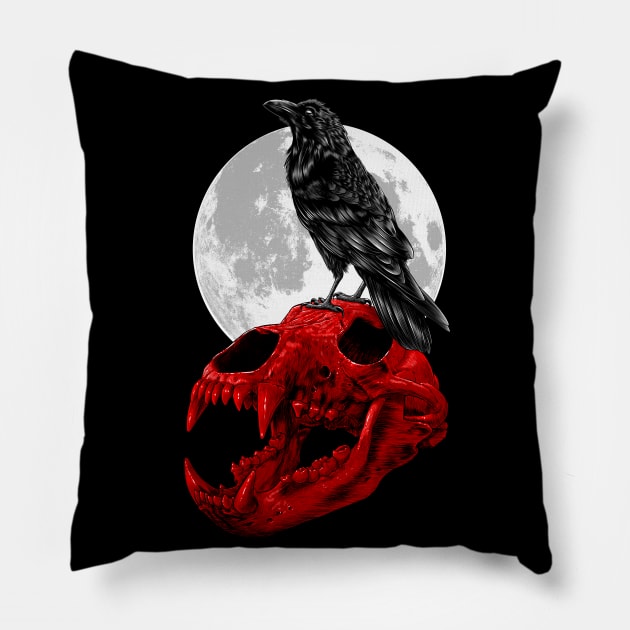 Raven skull Pillow by albertocubatas