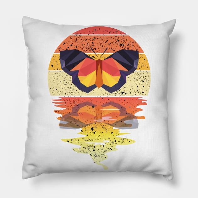 Vintage Butterfly reflected on lights of moon Pillow by mutarek